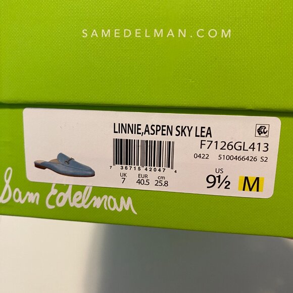 Sam Edelman Blue Leather Horse Bit Mule Shoes - Picture 2 of 5